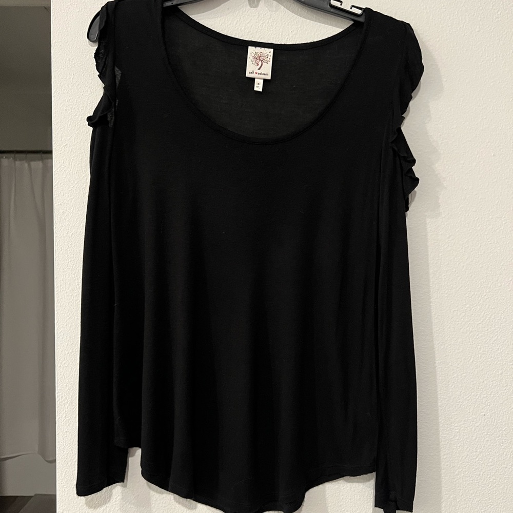 Black cut out blouse.